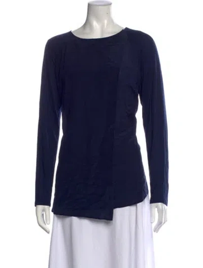 Pre-owned Sportmax Crew Neck Long Sleeve Top In Blue