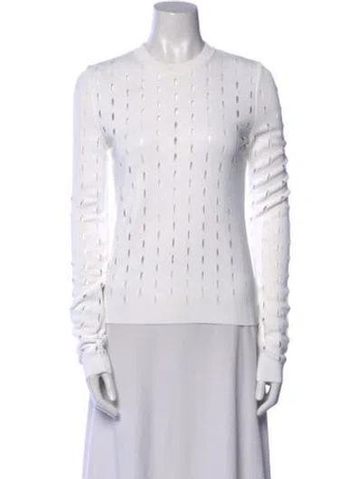 Pre-owned Sportmax Crew Neck Long Sleeve Top In White