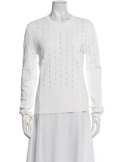 Pre-owned Sportmax Crew Neck Long Sleeve Top In White