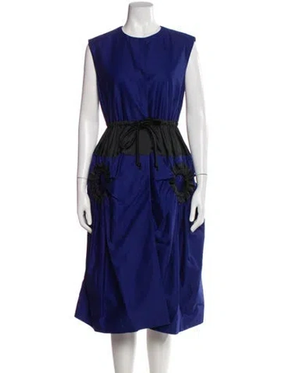 Pre-owned Sportmax Crew Neck Midi Length Dress In Blue