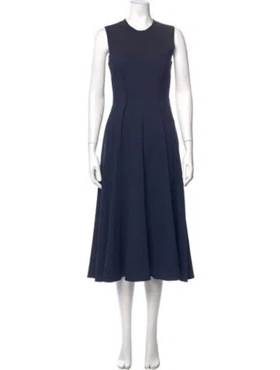 Pre-owned Sportmax Crew Neck Midi Length Dress In Blue