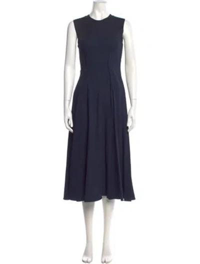 Pre-owned Sportmax Crew Neck Midi Length Dress In Blue