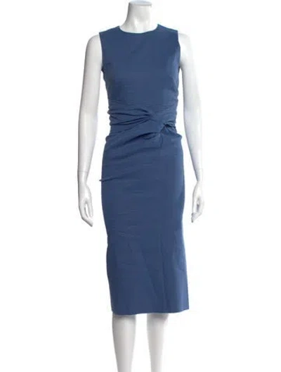 Pre-owned Sportmax Crew Neck Midi Length Dress In Blue
