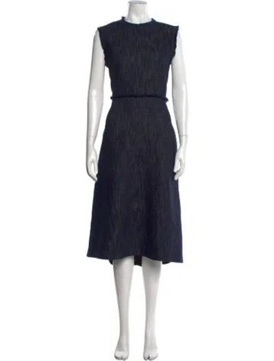 Pre-owned Sportmax Crew Neck Midi Length Dress In Blue