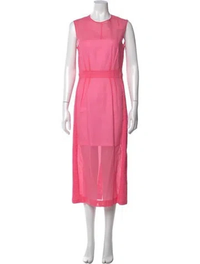 Pre-owned Sportmax Crew Neck Midi Length Dress In Pink