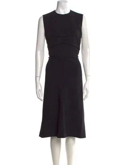 Pre-owned Sportmax Crew Neck Midi Length Dress W/ Tags In Black