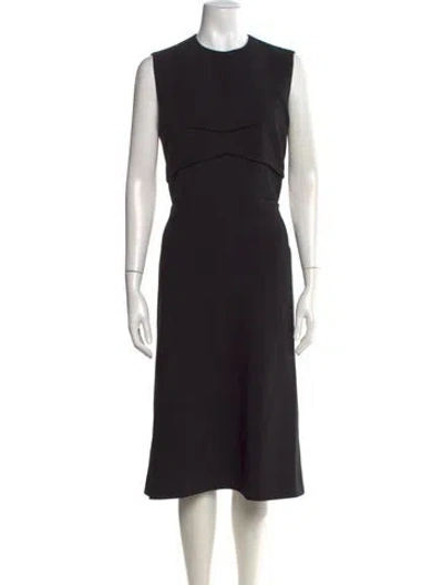 Pre-owned Sportmax Crew Neck Midi Length Dress W/ Tags In Black