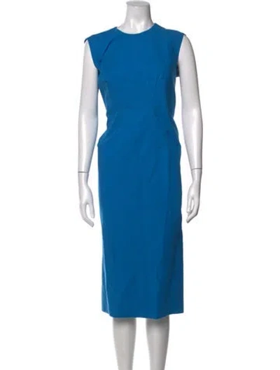 Pre-owned Sportmax Crew Neck Midi Length Dress W/ Tags In Blue
