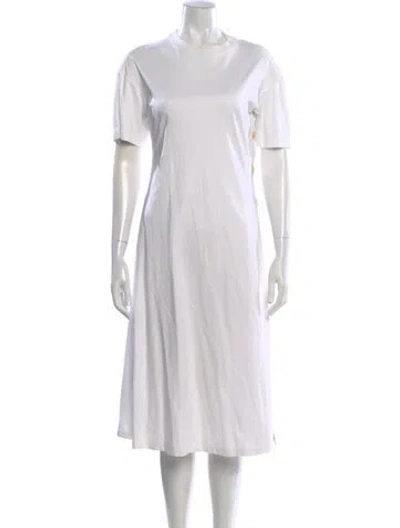 Pre-owned Sportmax Crew Neck Midi Length Dress In White