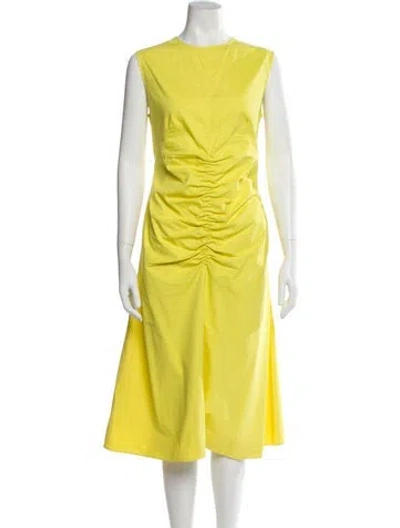 Pre-owned Sportmax Crew Neck Midi Length Dress In Yellow