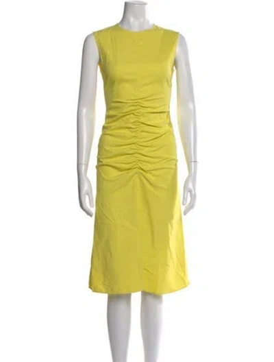 Pre-owned Sportmax Crew Neck Midi Length Dress In Yellow