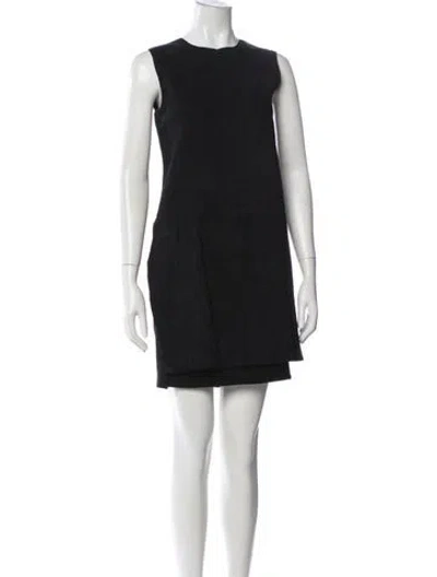 Pre-owned Sportmax Crew Neck Mini Dress In Black