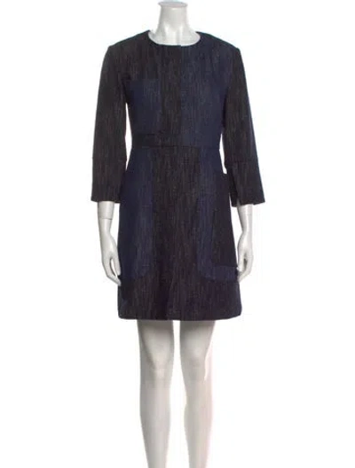 Pre-owned Sportmax Crew Neck Mini Dress In Blue