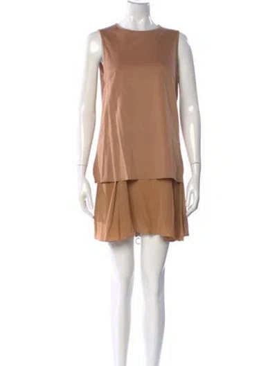 Pre-owned Sportmax Crew Neck Mini Dress In Brown