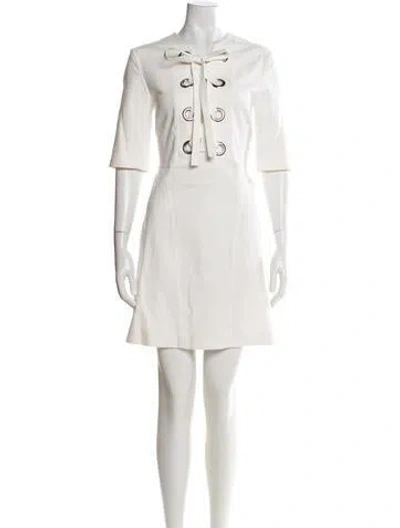 Pre-owned Sportmax Crew Neck Mini Dress In White