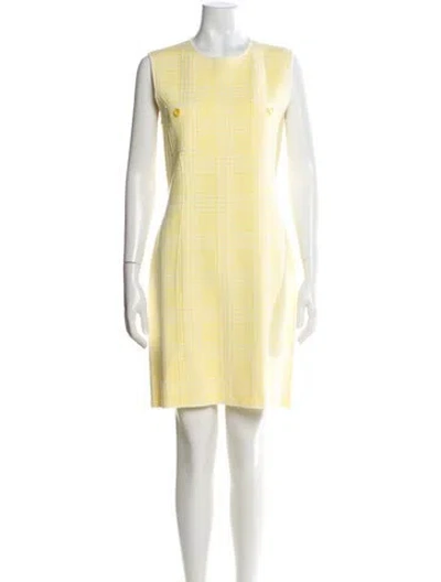 Pre-owned Sportmax Crew Neck Mini Dress In Yellow