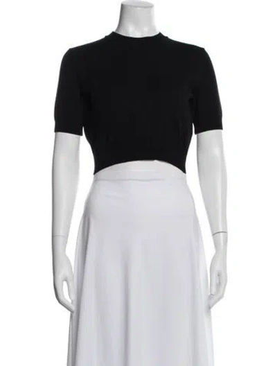 Pre-owned Sportmax Crew Neck Short Sleeve Crop Top In Blue