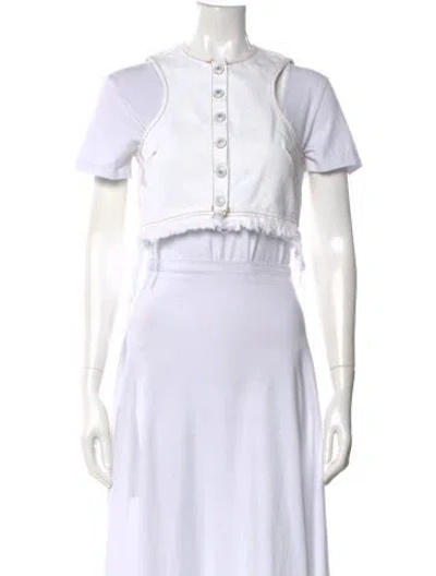 Pre-owned Sportmax Crew Neck Short Sleeve Crop Top In Neutral
