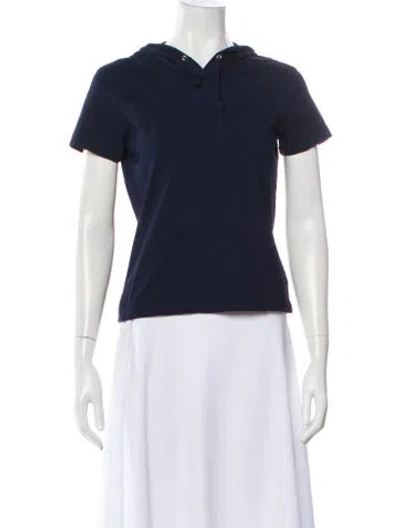 Pre-owned Sportmax Crew Neck Short Sleeve Hoodie In Blue
