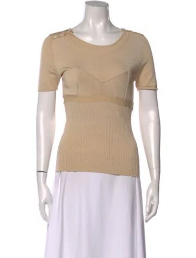 Pre-owned Sportmax Crew Neck Short Sleeve Top In Neutral