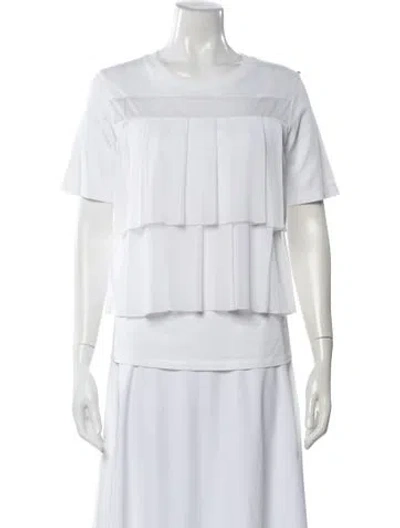 Pre-owned Sportmax Crew Neck Short Sleeve T-shirt In White