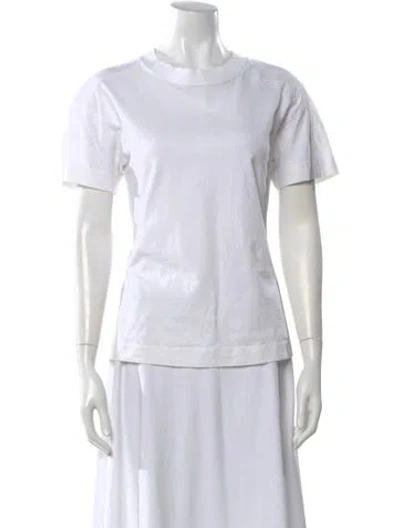 Pre-owned Sportmax Crew Neck Short Sleeve T-shirt In White