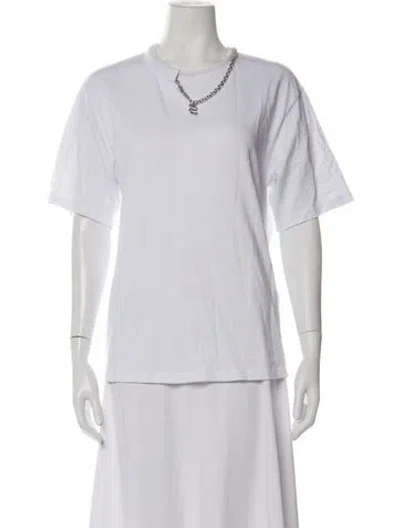 Pre-owned Sportmax Crew Neck Short Sleeve T-shirt In White
