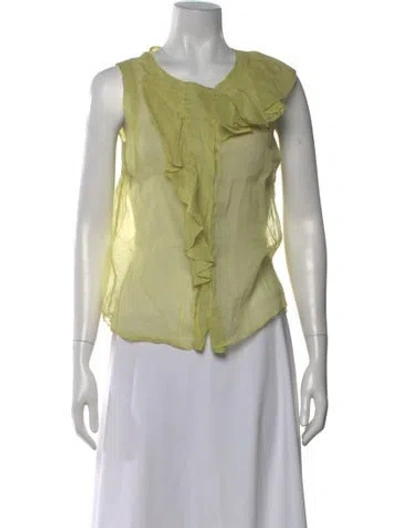 Pre-owned Sportmax Crew Neck Sleeveless Blouse In Green