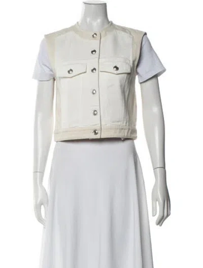 Pre-owned Sportmax Crew Neck Sleeveless Button-up Top In Neutrals