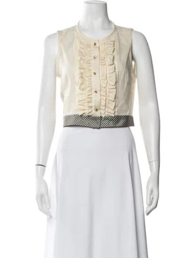 Pre-owned Sportmax Crew Neck Sleeveless Top In Neutral