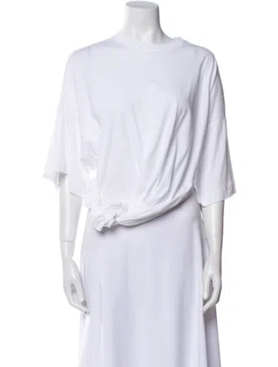 Pre-owned Sportmax Crew Neck Three-quarter Sleeve Crop Top In White