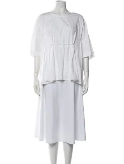 Pre-owned Sportmax Crew Neck Three-quarter Sleeve Top In White