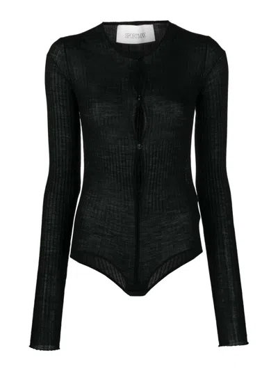 Sportmax Dinar Ribbed Bodysuit In Black