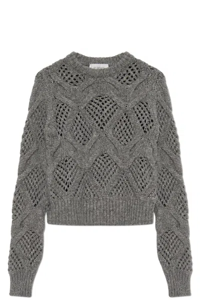 Sportmax Open-knit Long-sleeve Jumper In Grey