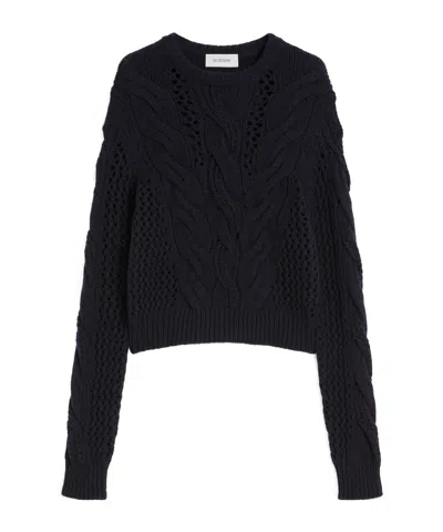 Sportmax Cable-knit Crew-neck Sweater In Black