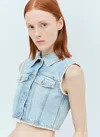 Sportmax Buttoned Sleeveless Denim Gilet In Blue