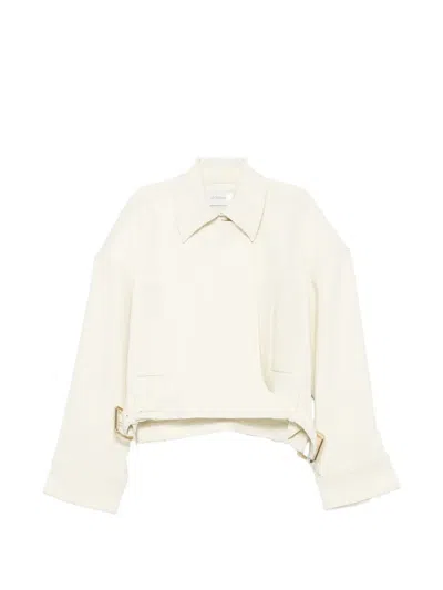 Sportmax Cropped Buckle-detail Jacket In Neutral