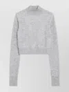 Sportmax Cropped Cashmere Sweater With Ribbed Cuffs And Hem In Gray