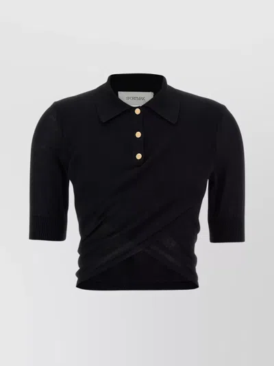 SPORTMAX CROPPED COLLARED TOP RIBBED CUFFS