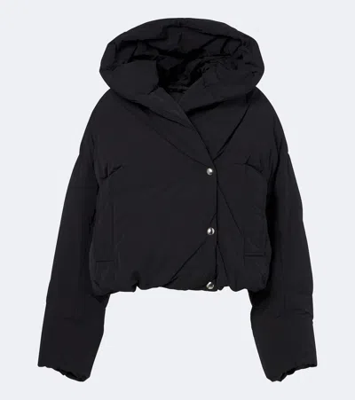 Sportmax Cropped Hooded Down Jacket In Black