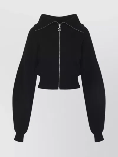 SPORTMAX CROPPED HOODED KNITWEAR RIBBED TEXTURE