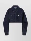Sportmax Cropped Jacket With Buttoned Pockets And Contrast Stitching In Blue