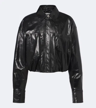 Sportmax Cropped Leather Jacket In Black