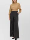 Sportmax Cropped Long Sleeve Knit Top In Brown