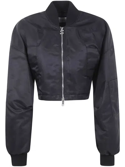 Sportmax Cropped Nylon Bomber "avenue" Jacket Clothing In Black
