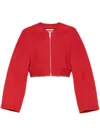 Sportmax Cropped Red Jacket With Ribbed Hem And Structured Sleeves In Red