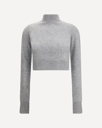 Sportmax Mock-neck Cashmere Sweater In Gray