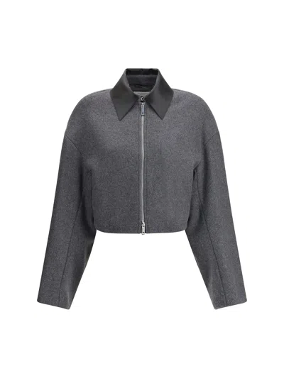 Sportmax Cropped Vacuo Jacket In Virgin Wool In Gray