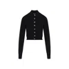 Sportmax Cropped Virgin Wool Sweater With Classic Collar In Black