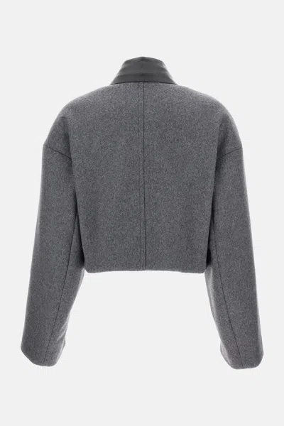 Sportmax Cropped Wool Jacket Vacuo In Gray